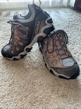 Ladies Oboz Gray & Orange Trail Sneakers
